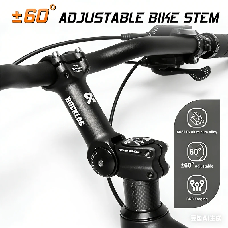 BUCKLOS MTB Stem Adjustable 31.8 Bicycle Handlebar Stem 25.4mm 60 Degree Bike Power Mountain Bike Table Stem 100/110/120/130/140
BUCKLOS MTB Stem Adjustable 31.8 Bicycle Handlebar Stem 25.4mm 60 Degree Bike Power Mountain Bike Table Stem 100/110/120/130/140