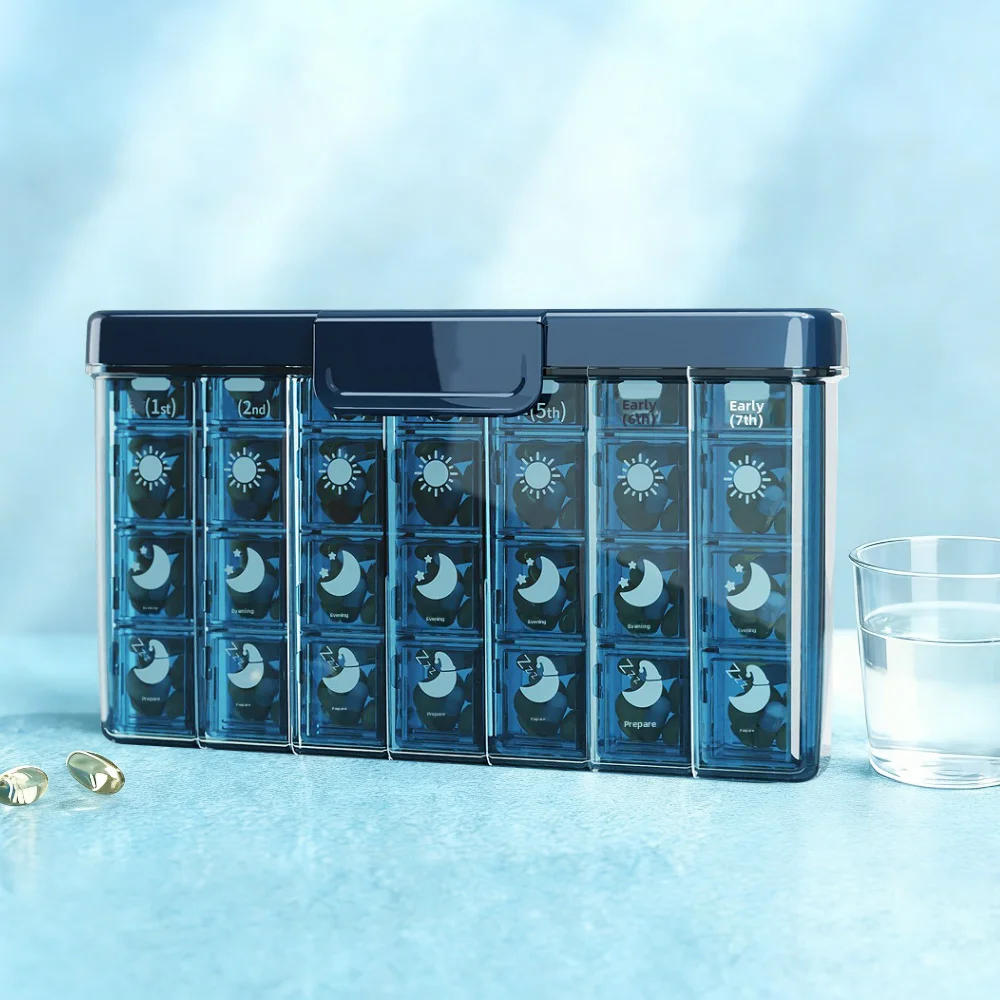 28 Compartments Weekly Pill Organizer 7 Days 4 Times a Day Large Capacity Medicine Box Portable Pill Case for Vitamin Fish Oil S
28 Compartments Weekly Pill Organizer 7 Days 4 Times a Day Large Capacity Medicine Box Portable Pill Case for Vitamin Fish Oil S