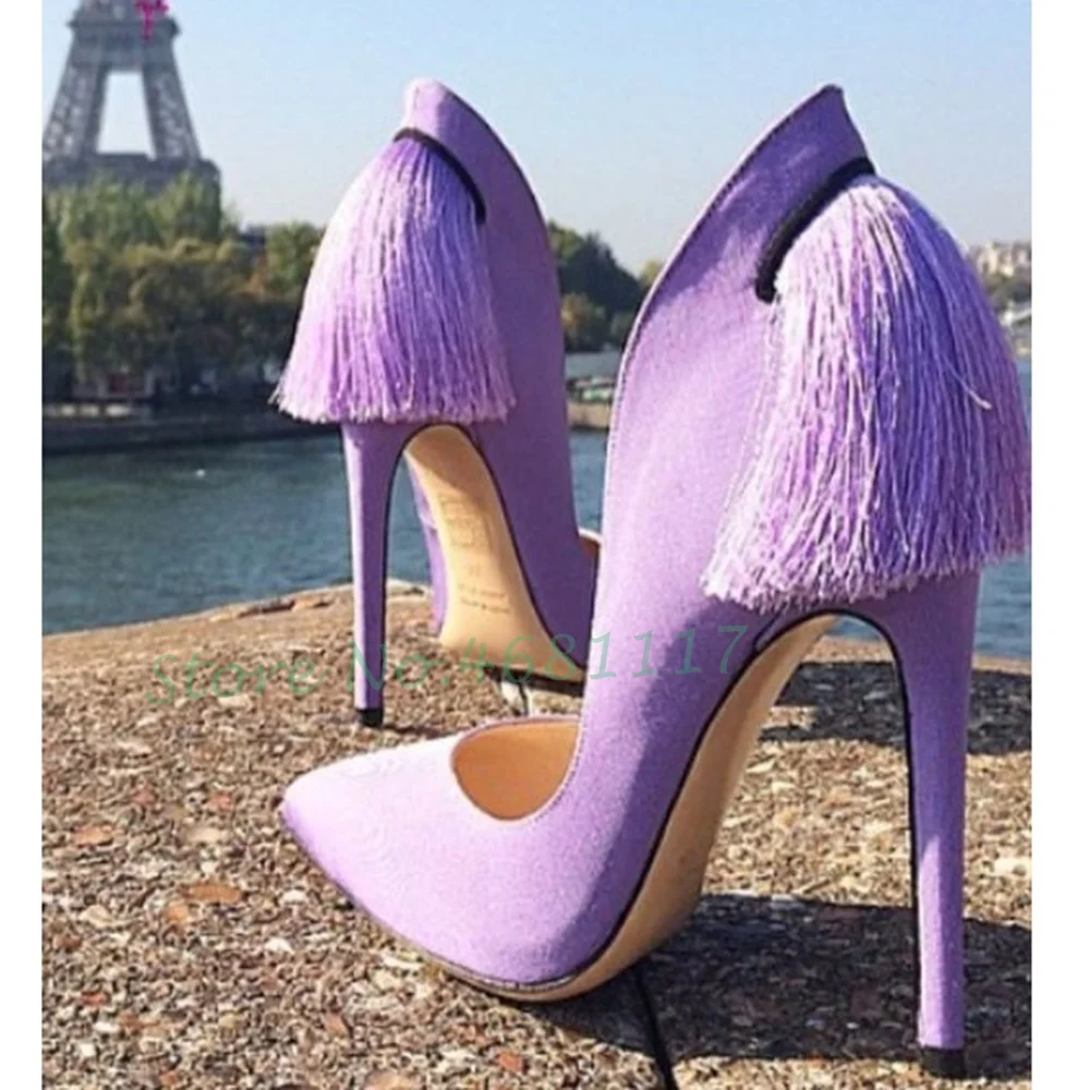 Back Fringes Suede Pumps Women Slip On High Stiletto Heels Cover Heels New Fashion Retro Pointed Toe Solid Lady's Summer Shoes
Back Fringes Suede Pumps Women Slip On High Stiletto Heels Cover Heels New Fashion Retro Pointed Toe Solid Lady's Summer Shoes