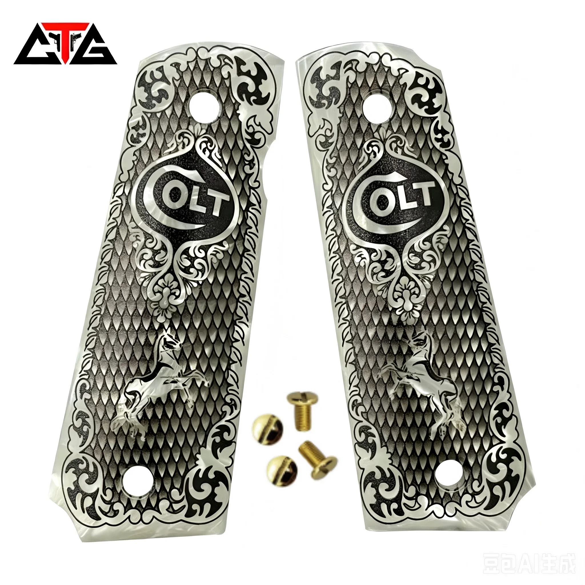 CTG 1911 Grips Ambi Cut Full Size Grips Engraved OLT Logo
CTG 1911 Grips Ambi Cut Full Size Grips Engraved OLT Logo