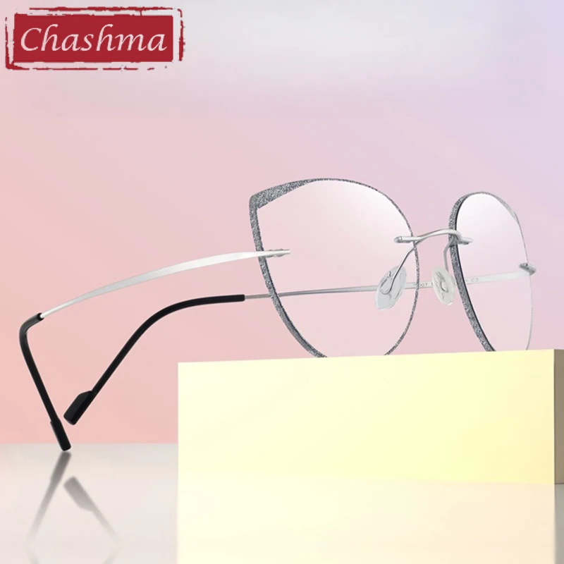 Chashma Prescription Glasses Women Rimless Spectacles Titanium Alloy Fashion Eyeglasses Frames Glitter Color Edges Lenses
Chashma Prescription Glasses Women Rimless Spectacles Titanium Alloy Fashion Eyeglasses Frames Glitter Color Edges Lenses