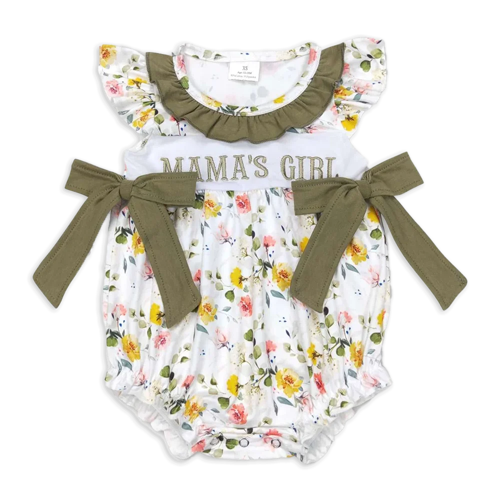 SR0478 Baby Girls Summer Rompers Mama's girl olive floral bow baby girls romper
SR0478 Baby Girls Summer Rompers Mama's girl olive floral bow baby girls romper