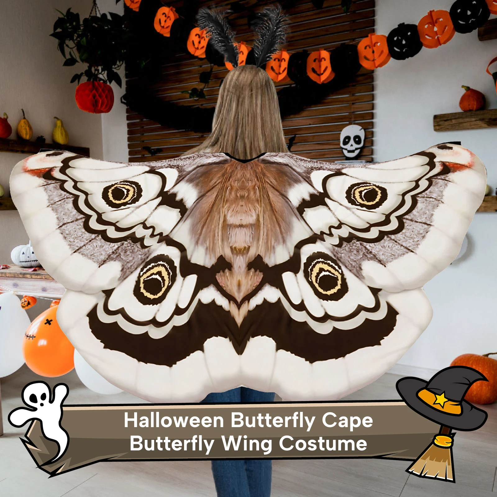 Halloween Butterfly Cape Comfortable Lightweight with Headpiece for Festival Themed Party Stage Performance Birthday Fancy Dress
Halloween Butterfly Cape Comfortable Lightweight with Headpiece for Festival Themed Party Stage Performance Birthday Fancy Dress