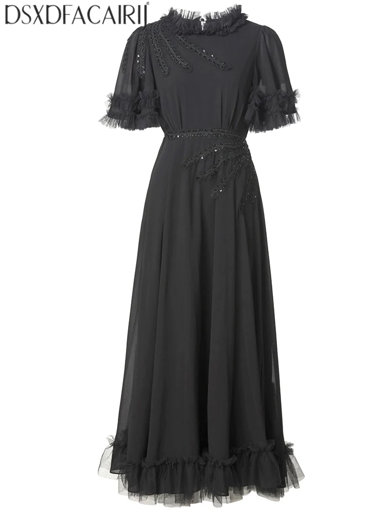 DSXDFACAIRIJ Women's O-Neck Flare Sleeves Beading Sequins Summer Vintage Temperament Elegant Dresses
DSXDFACAIRIJ Women's O-Neck Flare Sleeves Beading Sequins Summer Vintage Temperament Elegant Dresses