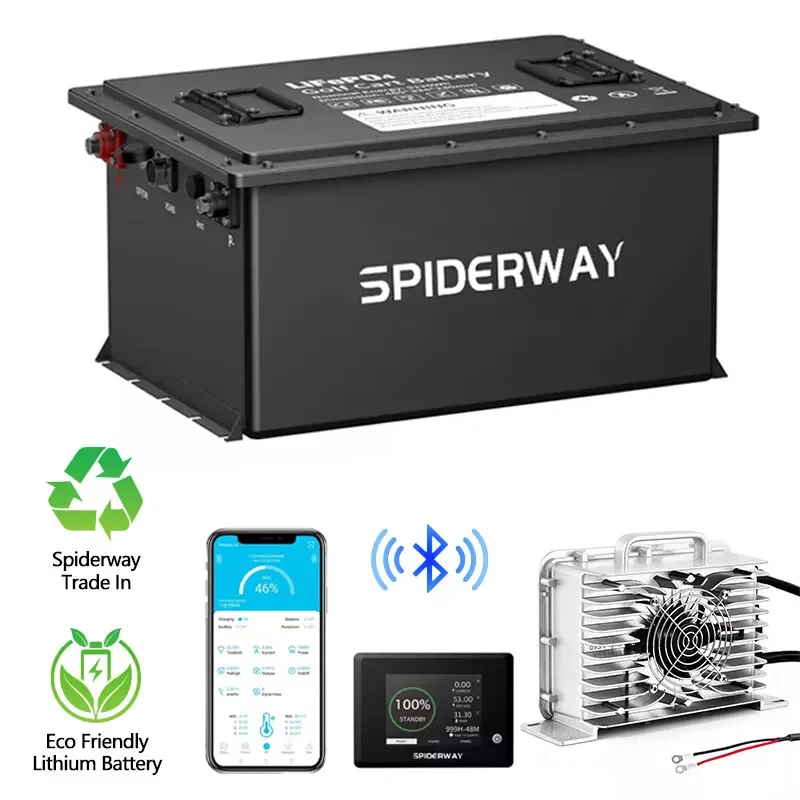 48V(51.2V) 105Ah LiFePO4 Lithium Battery with LCD Screen,Built-in Smart BMS, w/ 48V 25A Fast Charger for Golf Cart RV Motorhome
48V(51.2V) 105Ah LiFePO4 Lithium Battery with LCD Screen,Built-in Smart BMS, w/ 48V 25A Fast Charger for Golf Cart RV Motorhome