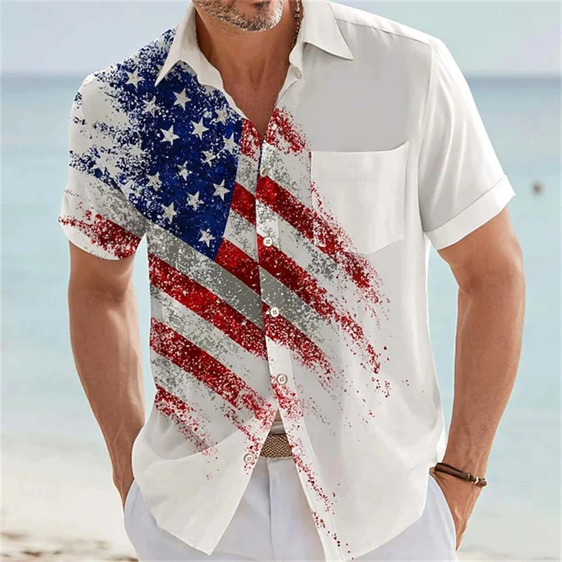 Men's USA 250th Anniversary Commemorative Short-Sleeve Collared Shirt (US Flag Pattern on Blue Background)
Men's USA 250th Anniversary Commemorative Short-Sleeve Collared Shirt (US Flag Pattern on Blue Background)