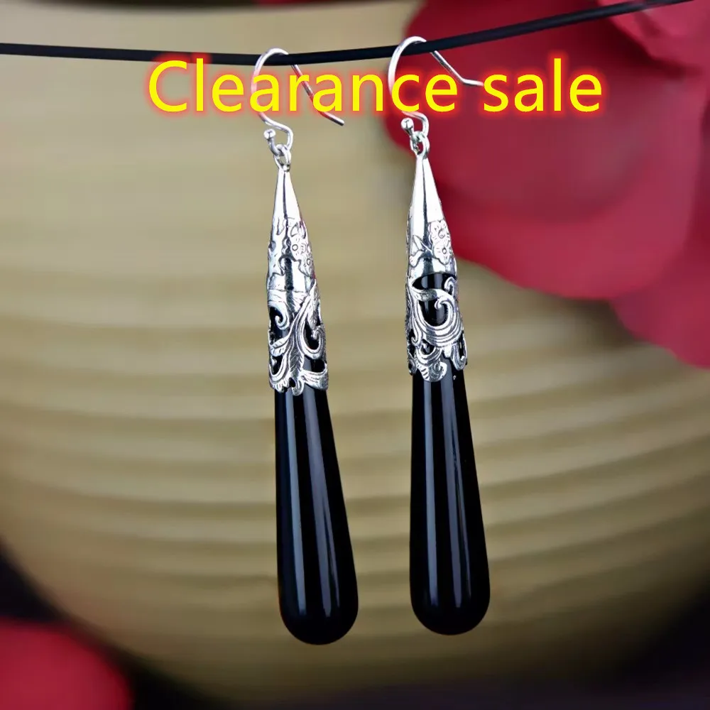 S925 Sterling Silver Jewelry Wholesale Retro Fashion Long Section of Black Onyx Teardrop-Shaped Earrings Female Shipping
S925 Sterling Silver Jewelry Wholesale Retro Fashion Long Section of Black Onyx Teardrop-Shaped Earrings Female Shipping