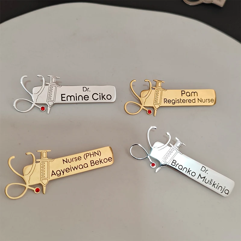 Custom Stethoscope Syringe Brooch Personalized Doctor Name Stainless Steel Metal Pins Customized Nurses Badges Women's Jewelry
Custom Stethoscope Syringe Brooch Personalized Doctor Name Stainless Steel Metal Pins Customized Nurses Badges Women's Jewelry