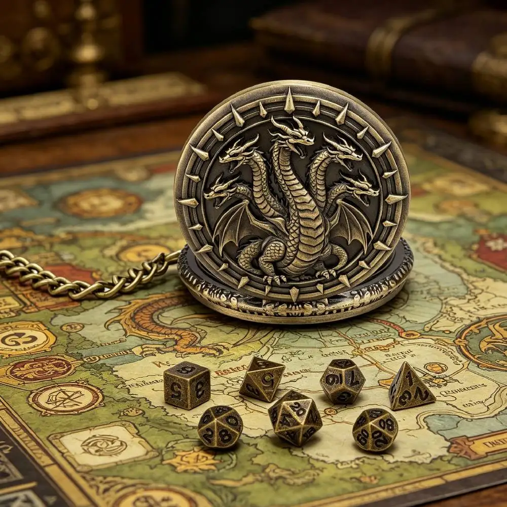 Fire Dragon Pocket Watch Dice Case Five Head Dragon D&D Metal Dice Case Polyhedral Metal Dice Box for DND, TTRPG Dice Player
Fire Dragon Pocket Watch Dice Case Five Head Dragon D&D Metal Dice Case Polyhedral Metal Dice Box for DND, TTRPG Dice Player