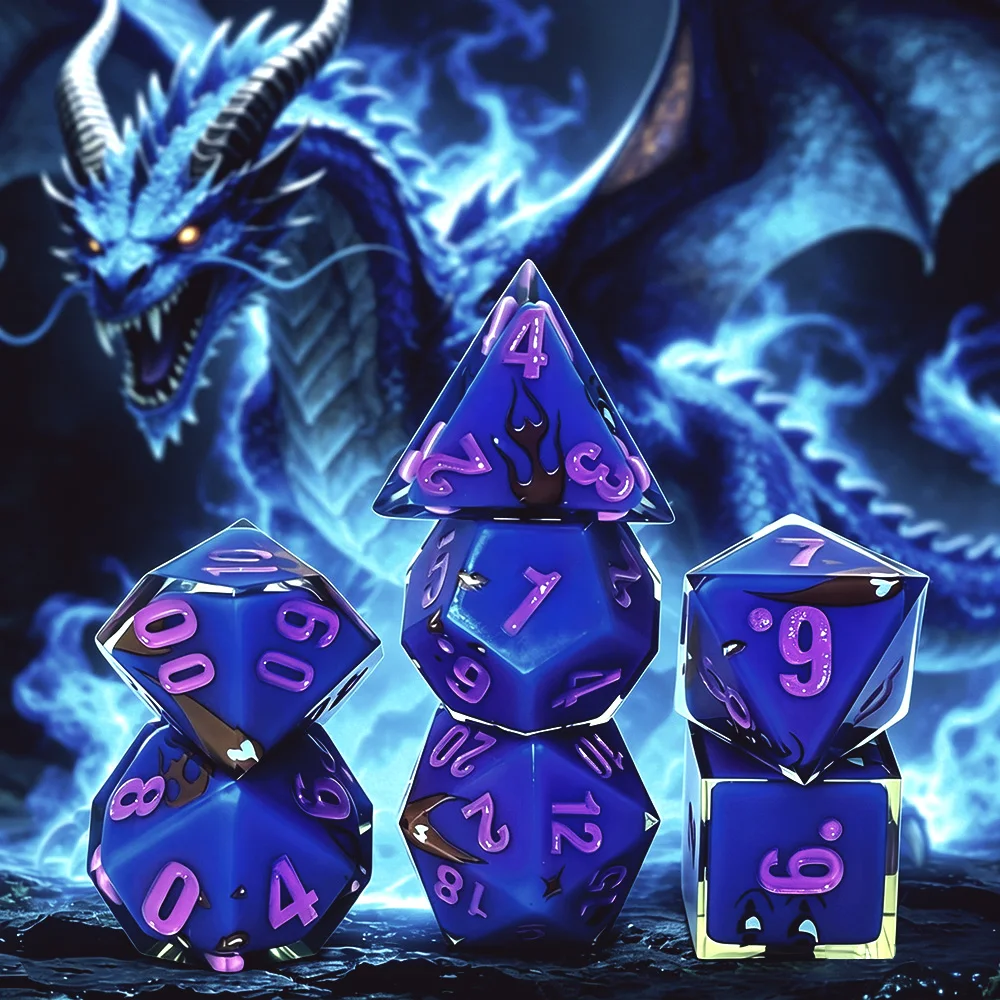 7pcs blue feather starry sky polyhedron dice set, resin core acrylic DND dice, used in role-playing games and family dice games,
7pcs blue feather starry sky polyhedron dice set, resin core acrylic DND dice, used in role-playing games and family dice games,