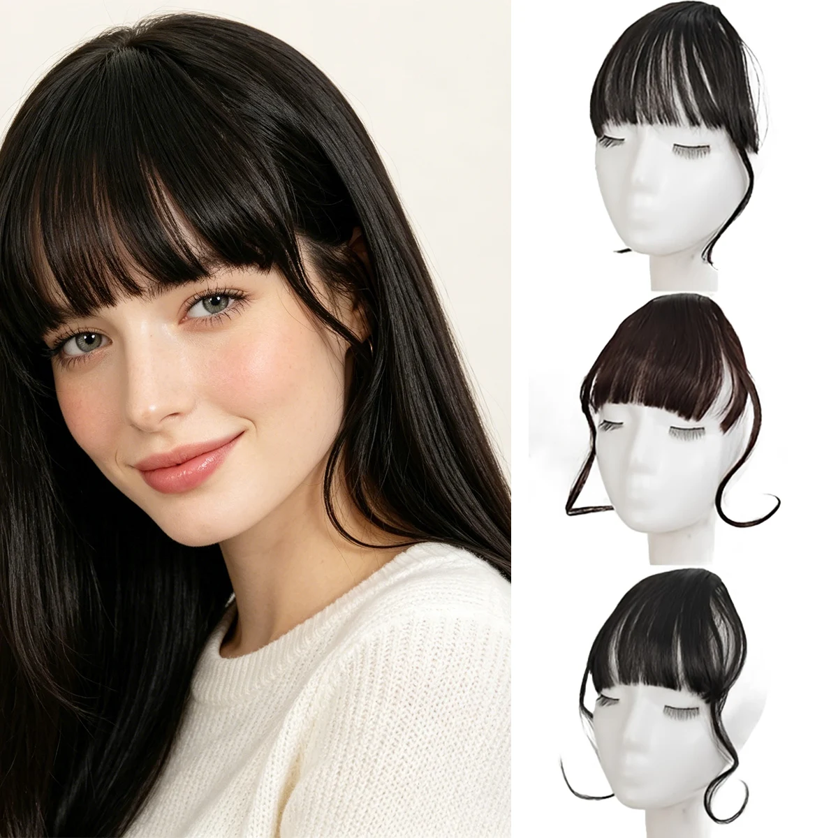 Japanese and Korean synthetic comic dragon beard bangs wig with heat-resistant fake bangs sandwiched on a woman's forehead
Japanese and Korean synthetic comic dragon beard bangs wig with heat-resistant fake bangs sandwiched on a woman's forehead