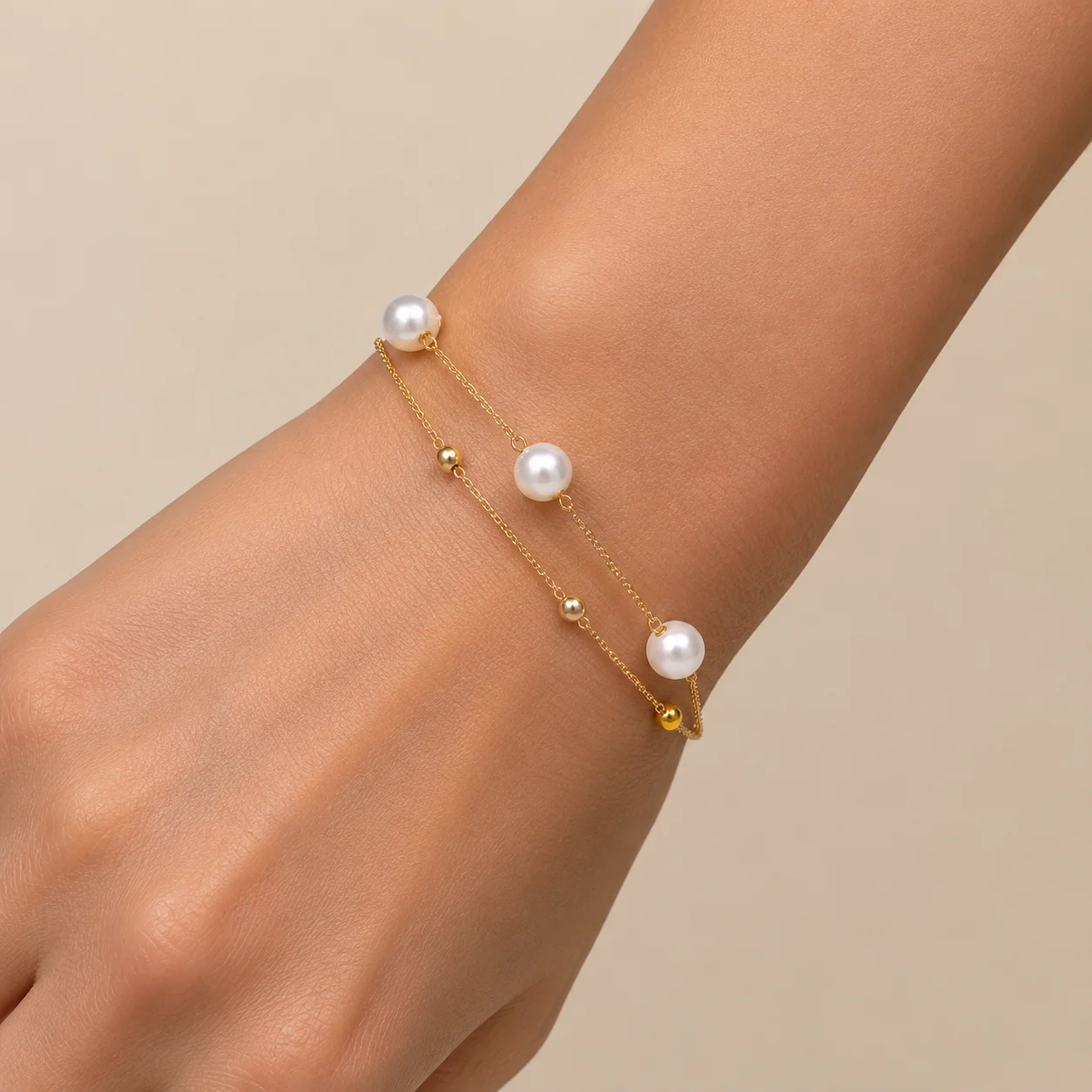 Fashion 18K Gold Platd Pearl Chain Bracelet for Women Elegant Double Layer Beaded Bracelets Adjustable Minimalist Jewelry Gift
Fashion 18K Gold Platd Pearl Chain Bracelet for Women Elegant Double Layer Beaded Bracelets Adjustable Minimalist Jewelry Gift