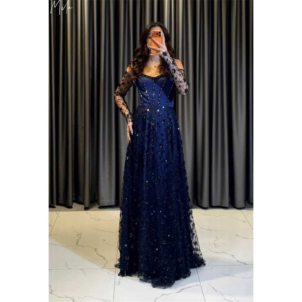 Mila Customized Navy Blue A-Line Sequined Appliques Prom Dress Long Sleeves Zip Formal Evening Floor-Length Vestidos De Fiesta
Mila Customized Navy Blue A-Line Sequined Appliques Prom Dress Long Sleeves Zip Formal Evening Floor-Length Vestidos De Fiesta