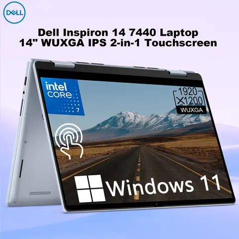 Dell-ordenador portátil Inspiron 14 7440 FHD + 2 en 1, pantalla táctil, Intel Core 150U 7, 64GB RAM DDR5, 4TB PCIe SSD, KB retroiluminado, WiFi6, cámara web FHD
