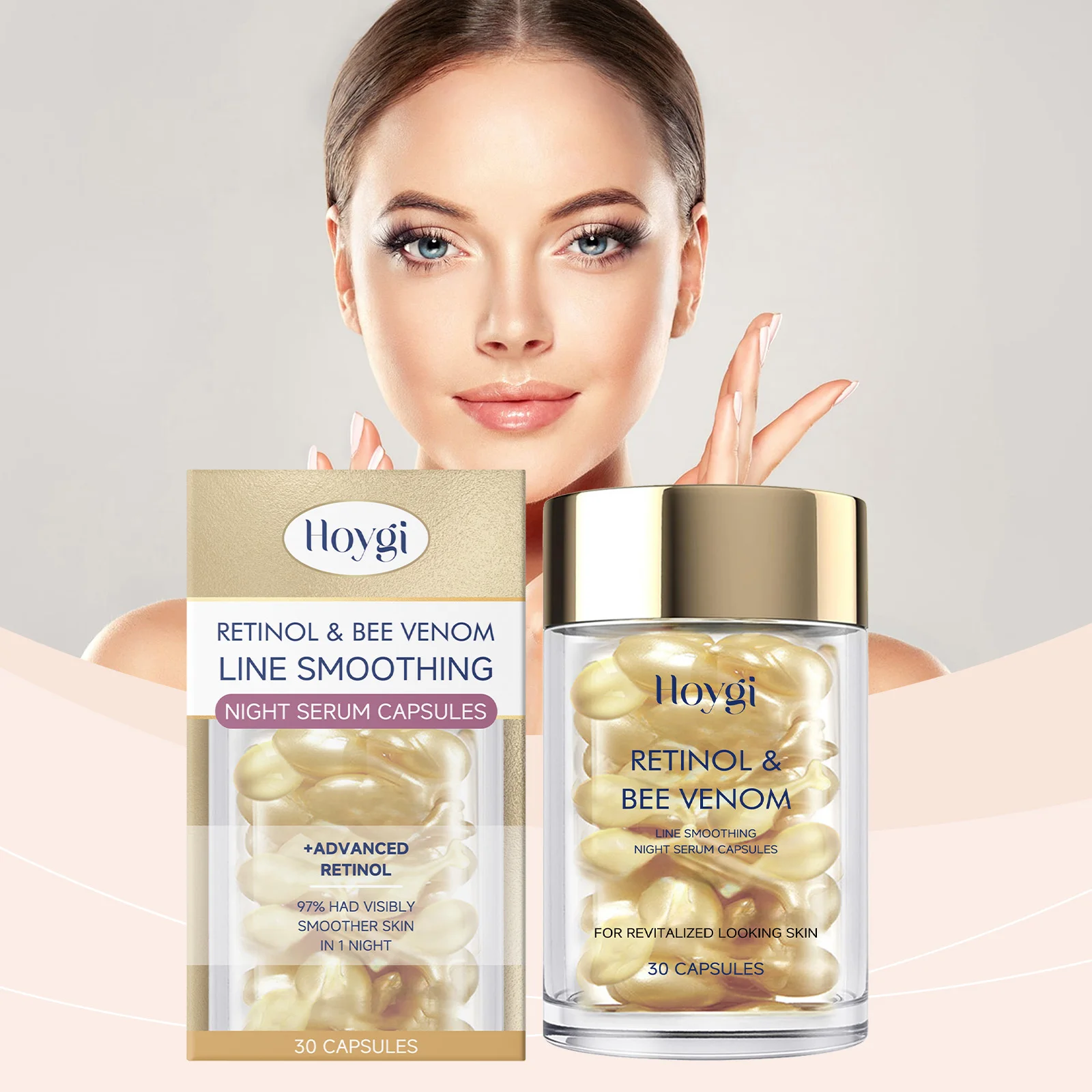Hoygi 30pcs Retinol Bee Venom Facial Cream Capsules Anti Aging Wrinkle Smooth Fine Lines Skin Rejuvenation Nourish Face Cream
Hoygi 30pcs Retinol Bee Venom Facial Cream Capsules Anti Aging Wrinkle Smooth Fine Lines Skin Rejuvenation Nourish Face Cream