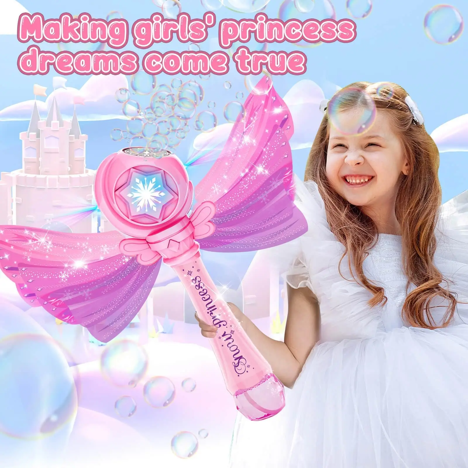Kids bubble wand for girls over 3 years old, little girl's light up bubble wand 3 years old kids toys - bubble party gift
Kids bubble wand for girls over 3 years old, little girl's light up bubble wand 3 years old kids toys - bubble party gift