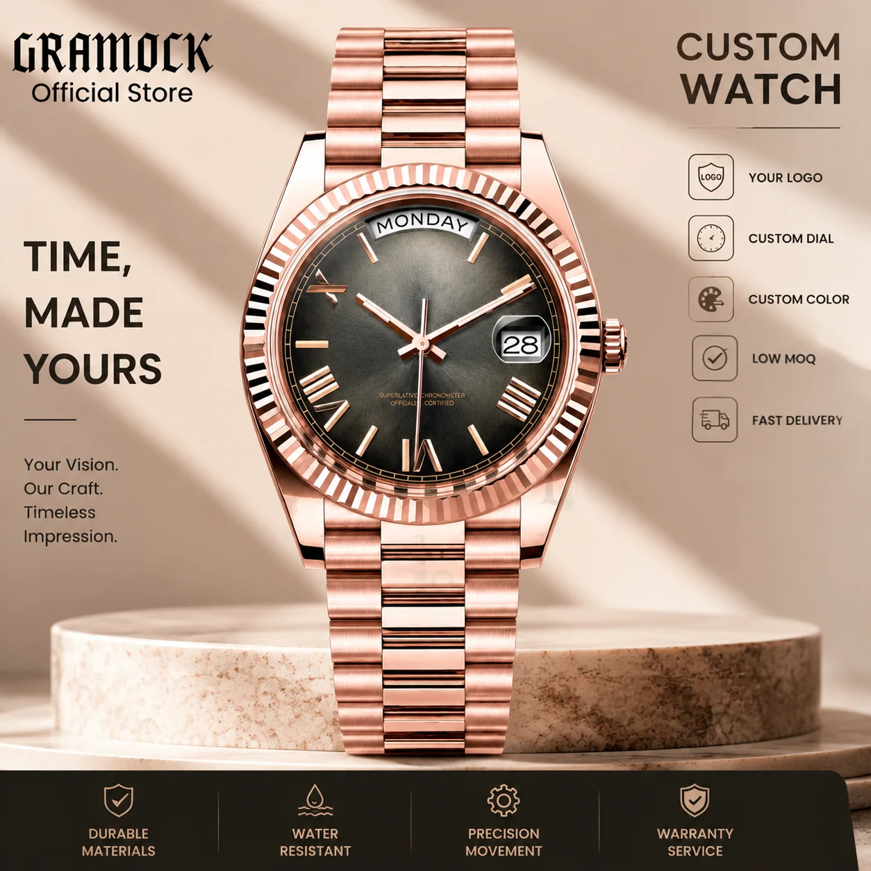 36mm 39mm Vintage Rose Gold Mechanical Men Watch MIYOTA8285 Automatic Week Date Function Gradient Dial Steel Strap Reloj Hombre
36mm 39mm Vintage Rose Gold Mechanical Men Watch MIYOTA8285 Automatic Week Date Function Gradient Dial Steel Strap Reloj Hombre