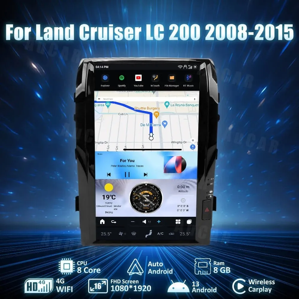 Автомагнитола AuCar, 16,0 дюйма, Android 13, GPS-навигация, экран Tesla для Land Cruiser LC200 2008-2015, автомобильный мультимедийный DVD-плеер
Автомагнитола AuCar, 16,0 дюйма, Android 13, GPS-навигация, экран Tesla для Land Cruiser LC200 2008-2015, автомобильный мультимедийный DVD-плеер