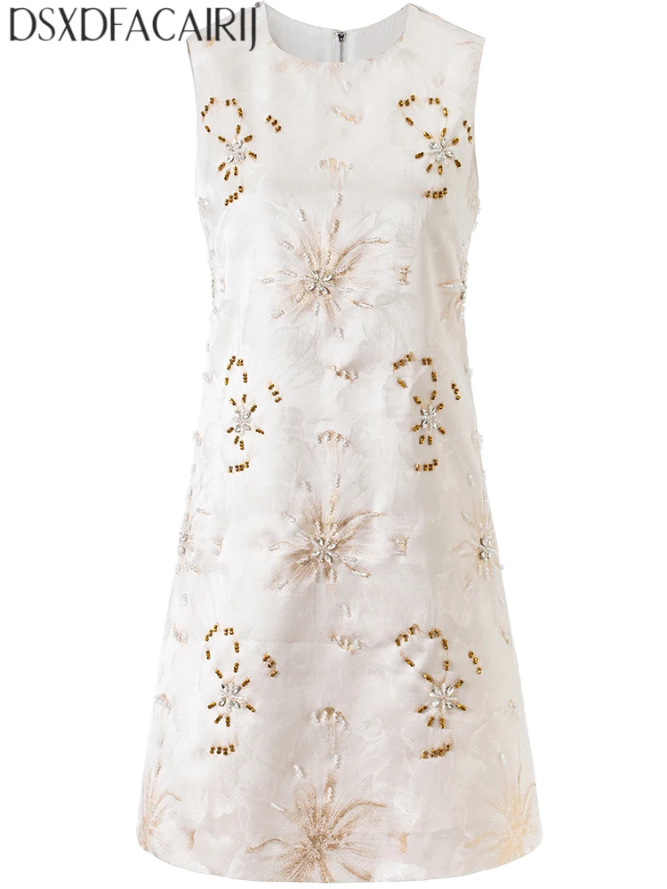 DSFACAIRIJ Women's Classic Style Exquisite Elegant Vest Mini Dresses O-Neck Sleeveless Jacquard Beading Decorate Summer New mode
DSFACAIRIJ Women's Classic Style Exquisite Elegant Vest Mini Dresses O-Neck Sleeveless Jacquard Beading Decorate Summer New mode