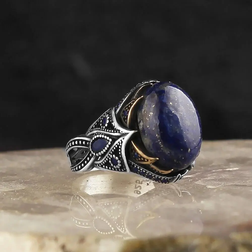 925 Sterling Silver Ring for Men Lapis Stone Jewelry Fashion Vintage Gift Onyx Aqeq Mens Rings All Size
925 Sterling Silver Ring for Men Lapis Stone Jewelry Fashion Vintage Gift Onyx Aqeq Mens Rings All Size