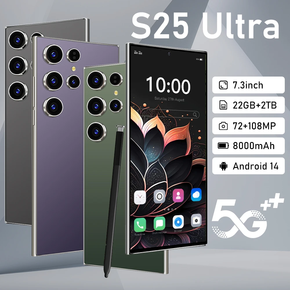 Original For Brand Mobile Phones S25 Ultra 7.3 inch Full Screen Smartphone 5G CellPhones 7800mAh Android Unlocked Global Version
Original For Brand Mobile Phones S25 Ultra 7.3 inch Full Screen Smartphone 5G CellPhones 7800mAh Android Unlocked Global Version