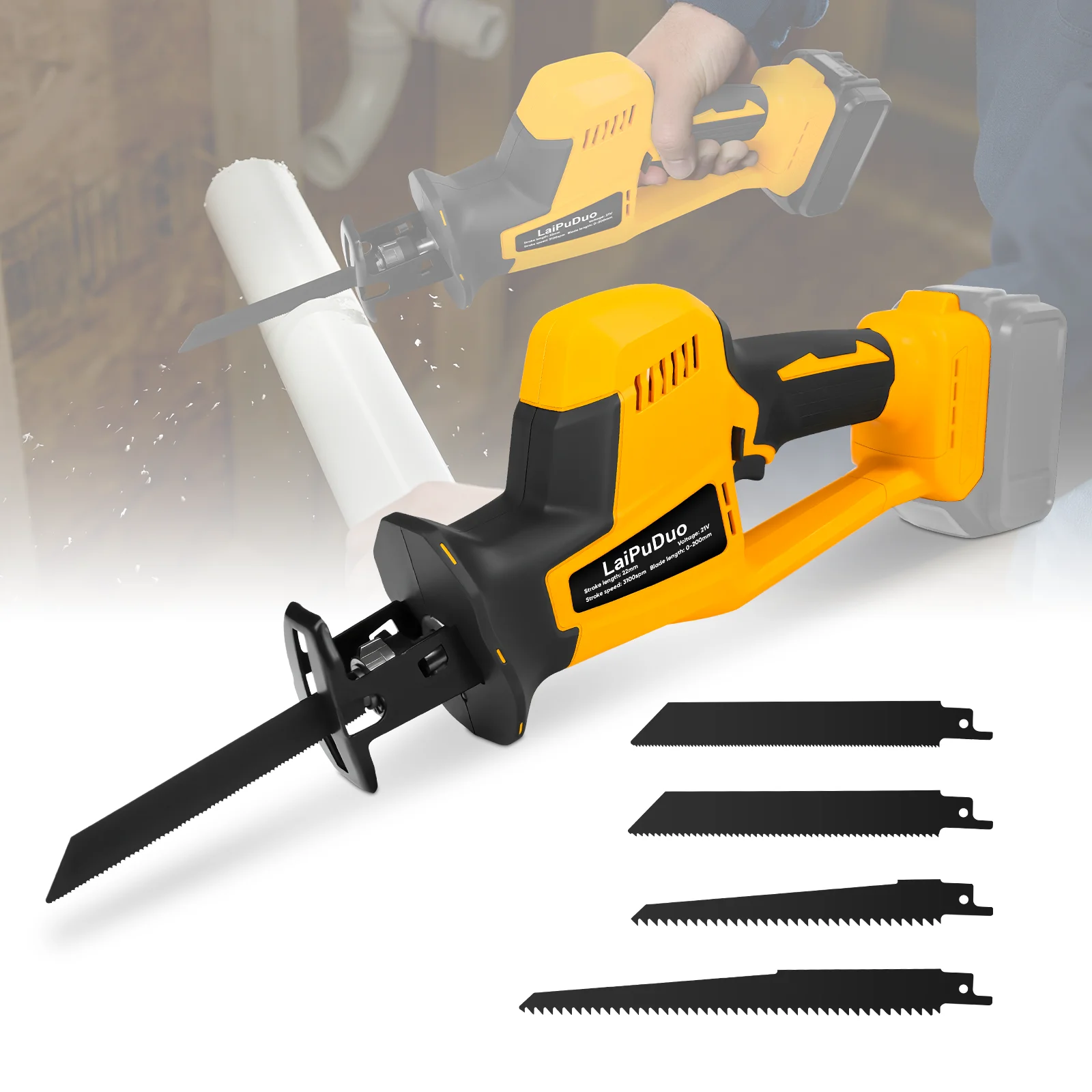 Brushless Reciprocating Saw 3100SPM Electric Saber Saw Cutting Wood PVC Pipe Handheld Power Tool for Dewalt 20V Battery
Brushless Reciprocating Saw 3100SPM Electric Saber Saw Cutting Wood PVC Pipe Handheld Power Tool for Dewalt 20V Battery