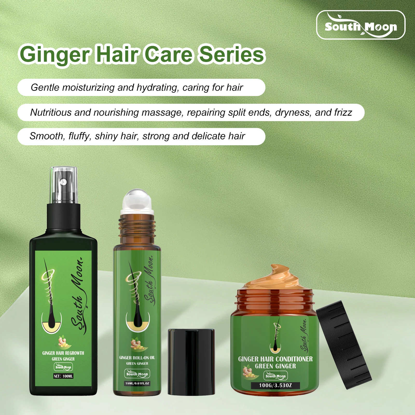 South Moon 100ml Green Ginger Hair Regrowth Series Restore Hair & Scalp Vitality Reducing Hair Loss Promoting Hair Growth Liquid
South Moon 100ml Green Ginger Hair Regrowth Series Restore Hair & Scalp Vitality Reducing Hair Loss Promoting Hair Growth Liquid