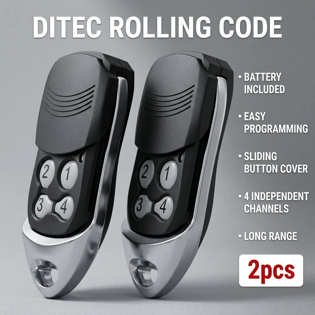 2 Pack Replacement Remote for DITEC Entrematic ZEN4 ZEN2 GOL4 BIXLG4 BIXLP2 433MHz Rolling Code Key Fob for Garage Gate Door
2 Pack Replacement Remote for DITEC Entrematic ZEN4 ZEN2 GOL4 BIXLG4 BIXLP2 433MHz Rolling Code Key Fob for Garage Gate Door