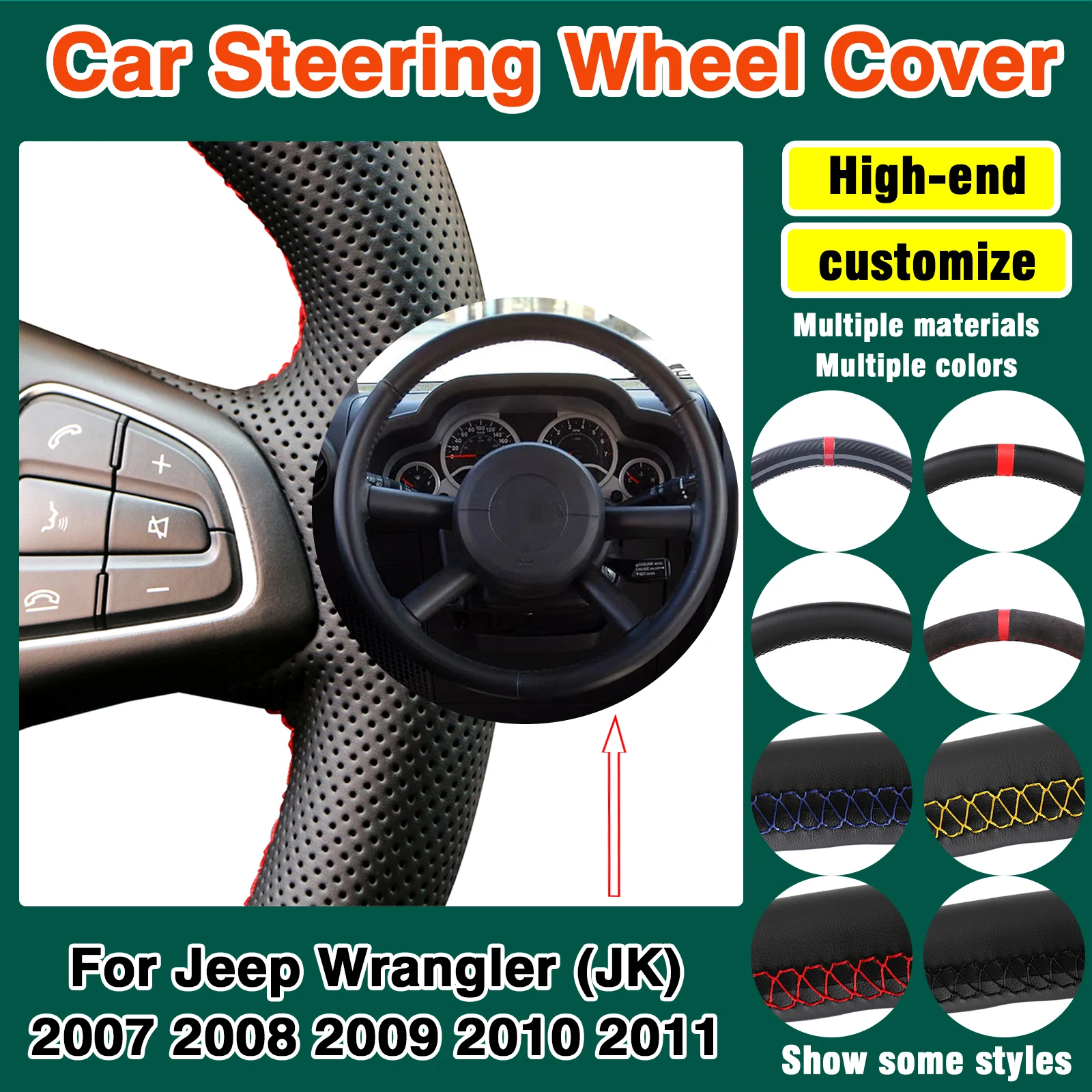 Scratch-Resistant DIY Car Steering Wheel Cover Microfiber Leather For Jeep Wrangler (JK) 2007 2008 2009 2010 2011
Scratch-Resistant DIY Car Steering Wheel Cover Microfiber Leather For Jeep Wrangler (JK) 2007 2008 2009 2010 2011