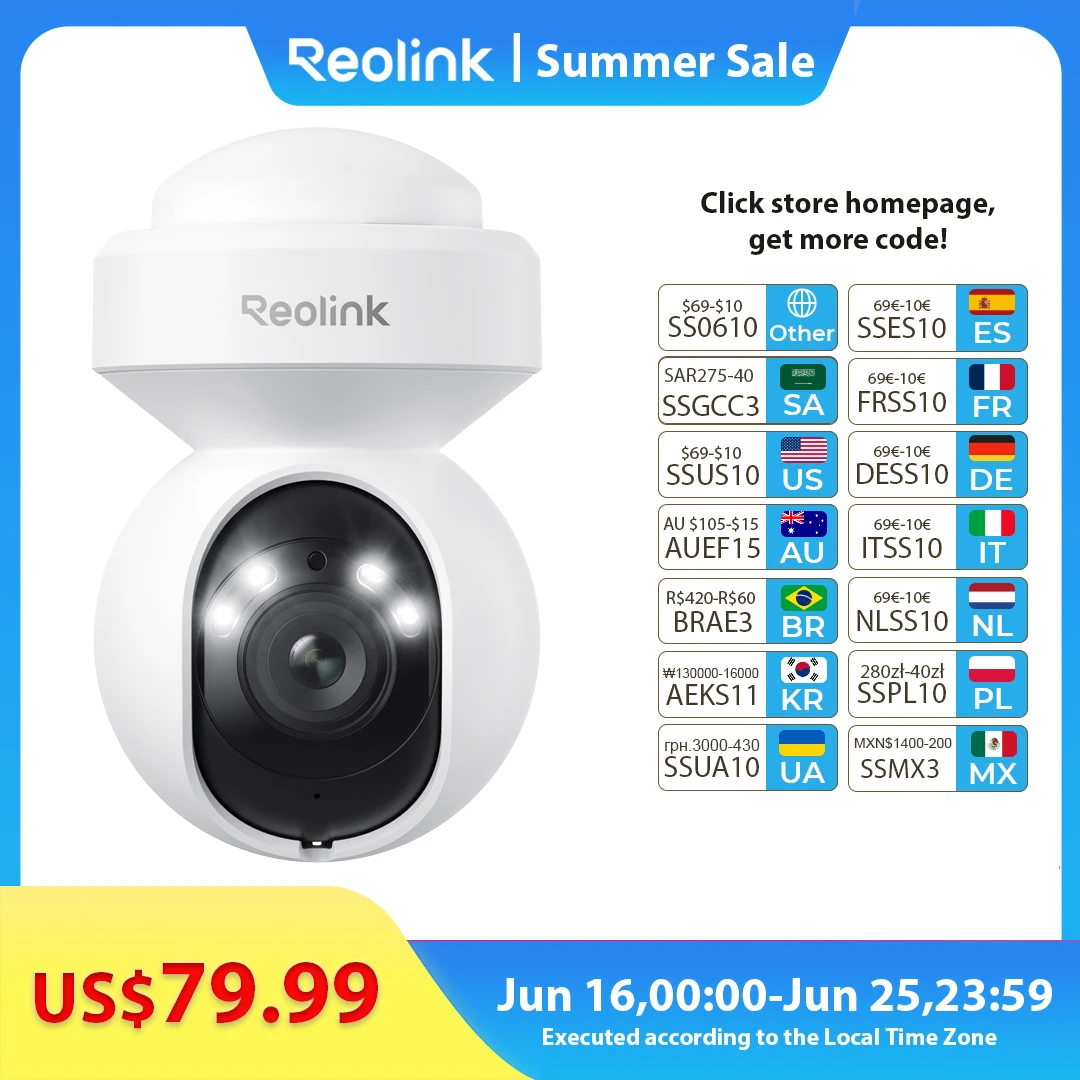 Reolink 4K 8MP PoE Security Camera 360° pan-tilt Auto Tracking IP Camera Smart AI Detection Color Night Vision Two-Way Audio
Reolink 4K 8MP PoE Security Camera 360° pan-tilt Auto Tracking IP Camera Smart AI Detection Color Night Vision Two-Way Audio