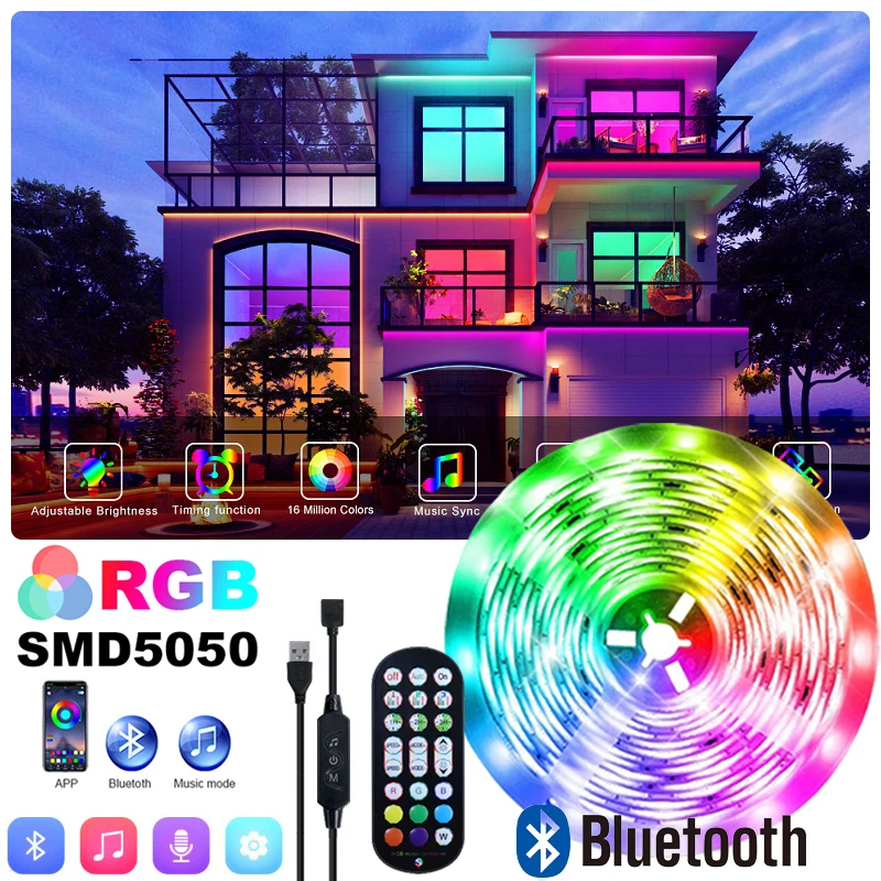 Bluetooth LED Strips SMD5050 Phone Control Neon Ice Lighting Music Sync Lamp for Bedroom Decoration TV Backlight DC5V Room Decor
Bluetooth LED Strips SMD5050 Phone Control Neon Ice Lighting Music Sync Lamp for Bedroom Decoration TV Backlight DC5V Room Decor