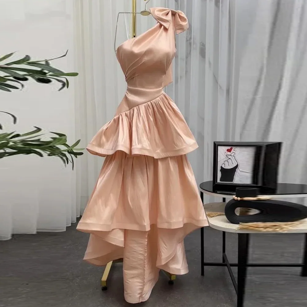 Customized Simple A-Line Evening Dress One Shoulder Satin Bow High Quality Party Gowns Zipper Back Floor Length Celebrity Dress
Customized Simple A-Line Evening Dress One Shoulder Satin Bow High Quality Party Gowns Zipper Back Floor Length Celebrity Dress