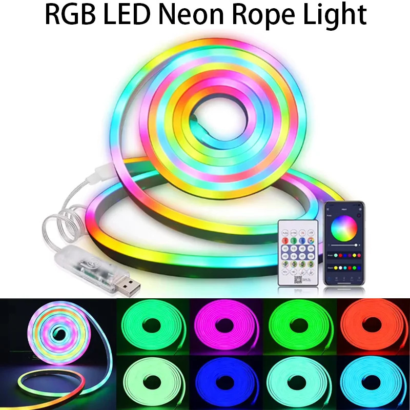 Flexible RGB Neon LED Strip Light 5V USB Bluetooth APP+24-Key Remote Control Music Sync for BedroomGameRoomHomeAccent Lighting
Flexible RGB Neon LED Strip Light 5V USB Bluetooth APP+24-Key Remote Control Music Sync for BedroomGameRoomHomeAccent Lighting