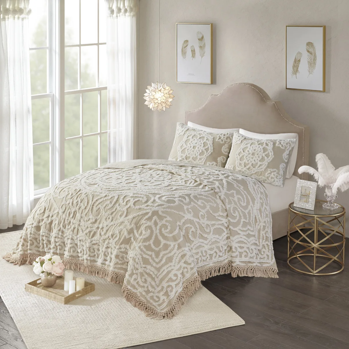 Tufted Cotton Chenille Medallion Fringe Coverlet Mini Set Taupe King/Cal King (taupe + Cotton + King)"
Tufted Cotton Chenille Medallion Fringe Coverlet Mini Set Taupe King/Cal King (taupe + Cotton + King)"
