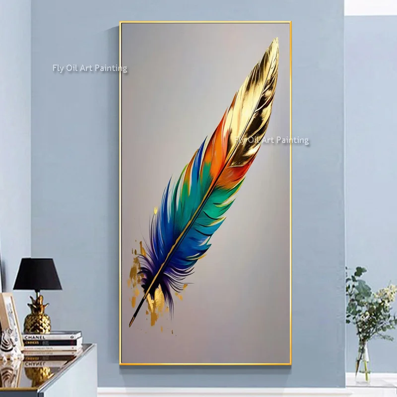 Gold Feather Canvas Wall Art Hand Painted Abstract Colorful Oil Painting Simple Art Decor For Bedroom Nordic Home Decor Wall
Gold Feather Canvas Wall Art Hand Painted Abstract Colorful Oil Painting Simple Art Decor For Bedroom Nordic Home Decor Wall