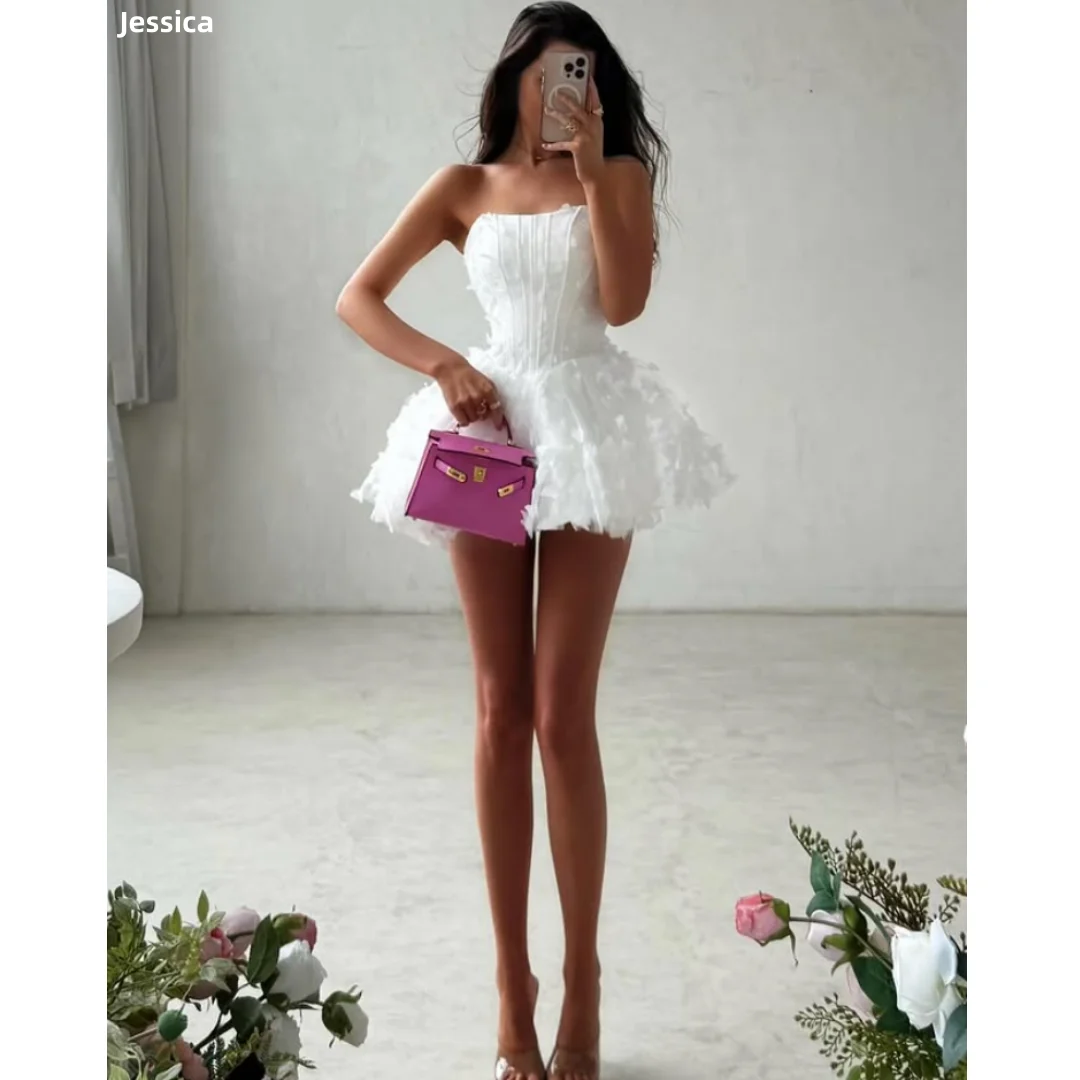 Jessica Sweet White Evening Dresses Fishbone Tulle Flowers Prom Dresses Elegant Ladies Off-shoulder Mini Short Dress
Jessica Sweet White Evening Dresses Fishbone Tulle Flowers Prom Dresses Elegant Ladies Off-shoulder Mini Short Dress