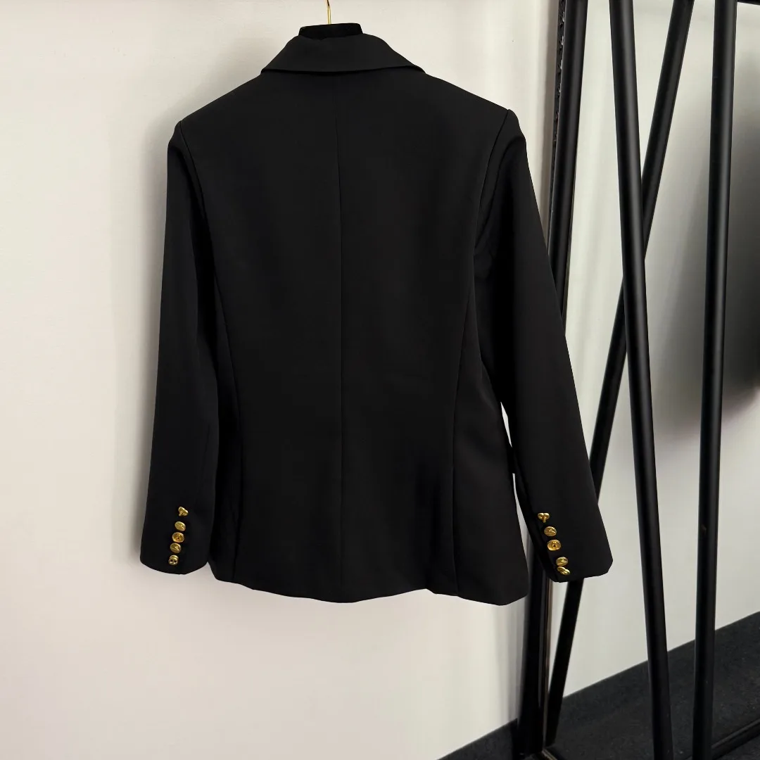 Black Blazer with Gold Buttons, Edgy & Stylish Outerwear for Women's Street Fashion
Black Blazer with Gold Buttons, Edgy & Stylish Outerwear for Women's Street Fashion