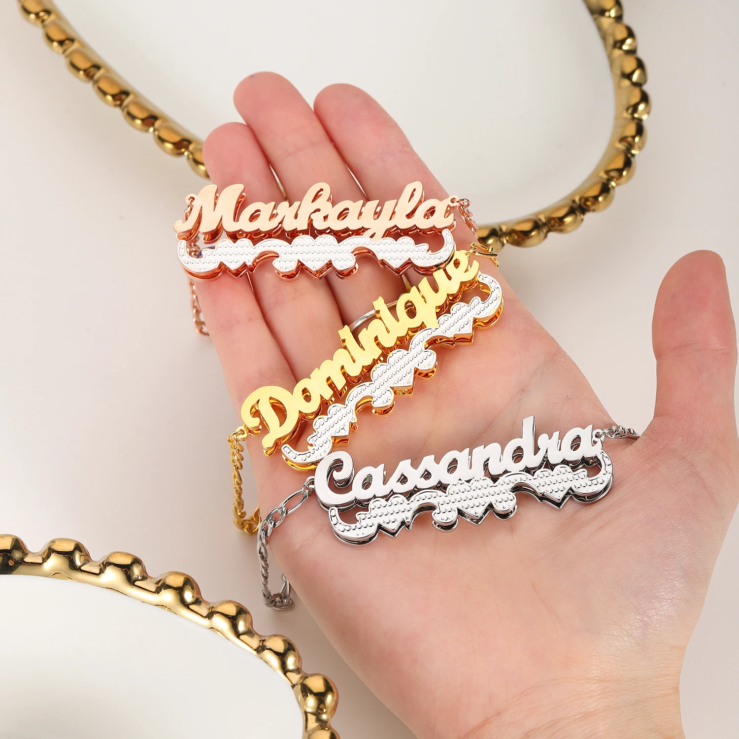 Customizable Heart Name Double Plate Necklace Personalized Double Layer Two Tone Stainless Steel Charm Jewelry Gift For Women
Customizable Heart Name Double Plate Necklace Personalized Double Layer Two Tone Stainless Steel Charm Jewelry Gift For Women