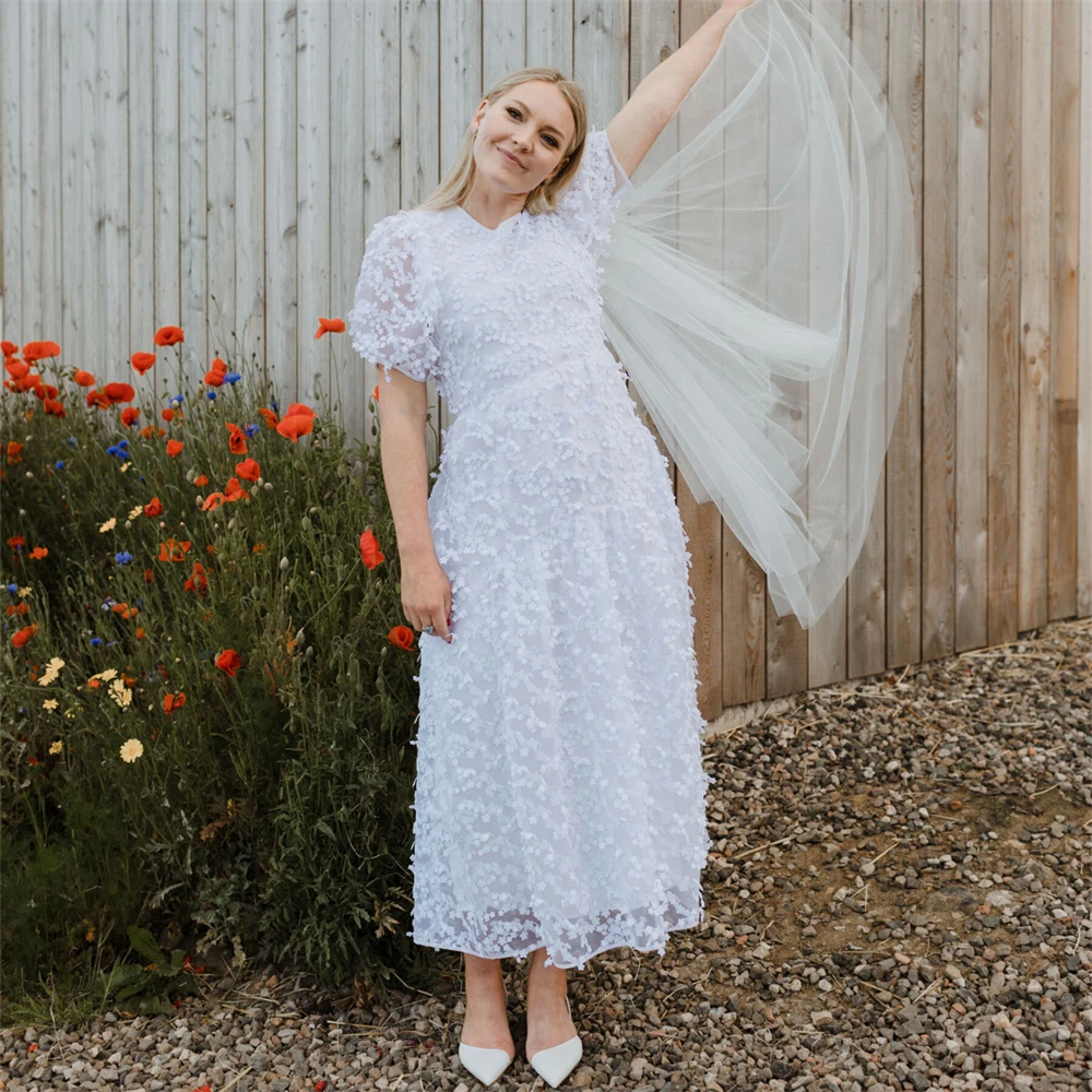 20307# Elegant Puffy Sleeves Lace A-line Wedding Dress For Women 2025 New Stunning Ankle Length Engagement Party Bridal Gown
20307# Elegant Puffy Sleeves Lace A-line Wedding Dress For Women 2025 New Stunning Ankle Length Engagement Party Bridal Gown