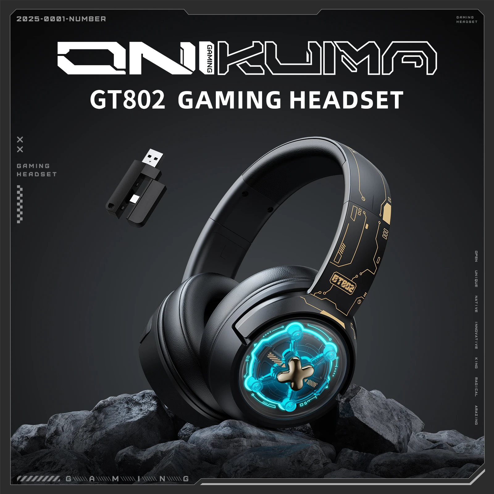 ONIKUMA GT802 Wireless Gaming Headset: 2.4G/Wired/Bendable HD Mic, Soft Ear Pads, Immersive Sound for PC/PS4/5
ONIKUMA GT802 Wireless Gaming Headset: 2.4G/Wired/Bendable HD Mic, Soft Ear Pads, Immersive Sound for PC/PS4/5