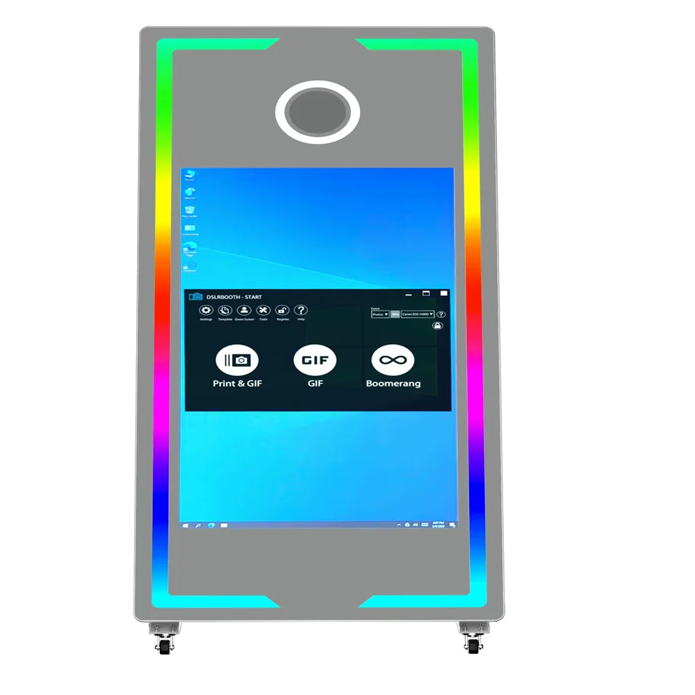 Selfie Mirror Photo Booth Machines Magic 65 inches Touch Screen Photobooth With Flight Case Portable Kiosk for Christmas Events
Selfie Mirror Photo Booth Machines Magic 65 inches Touch Screen Photobooth With Flight Case Portable Kiosk for Christmas Events