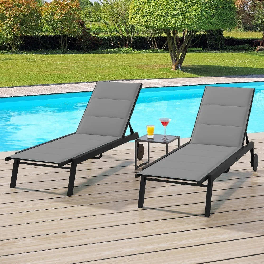 3pcs Outdoor Chaise Lounge Chairs Set w/Side Table Padded Fabric Recliner
3pcs Outdoor Chaise Lounge Chairs Set w/Side Table Padded Fabric Recliner