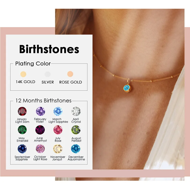 12-Months Birthday Energy Stone Necklace Women Fashion Round Birthstone Clavicle Chain Birthday Gift Valentine's Day Present
12-Months Birthday Energy Stone Necklace Women Fashion Round Birthstone Clavicle Chain Birthday Gift Valentine's Day Present
