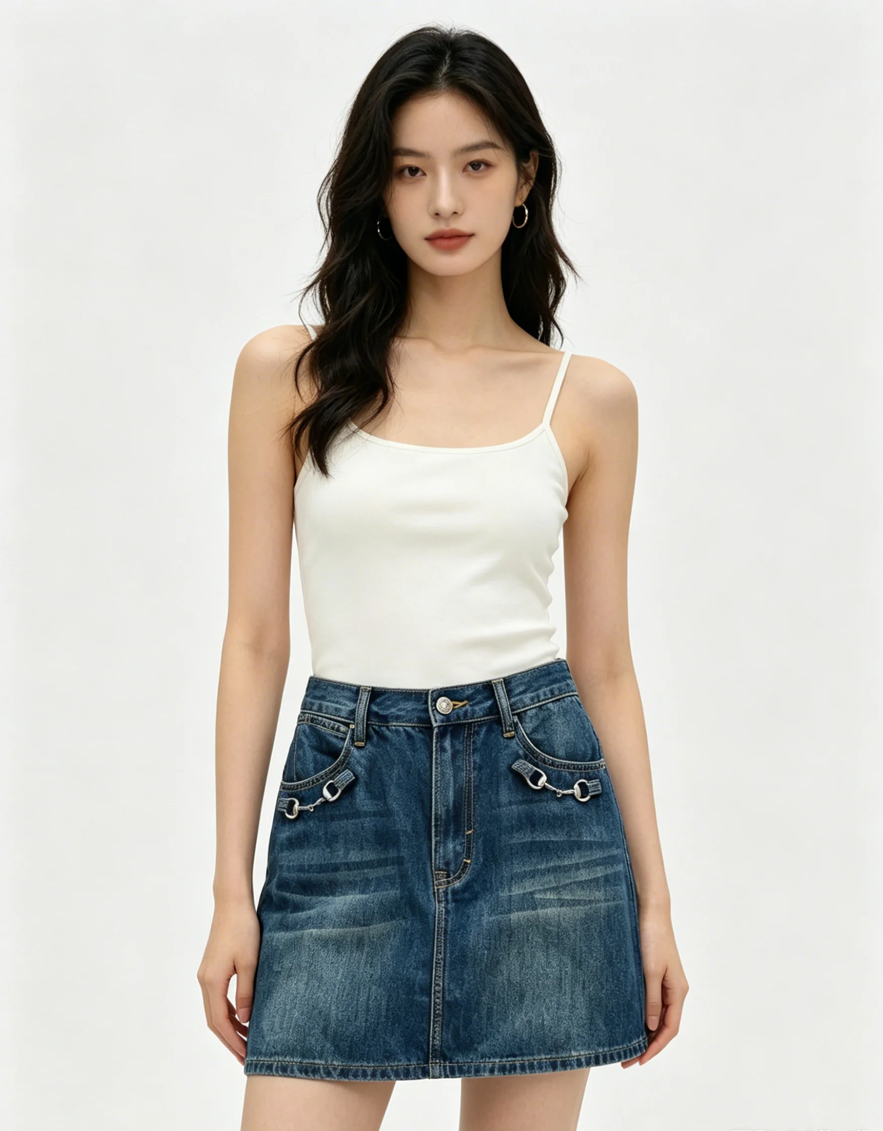 26Ss Spring/Summer Latest Women's Button-Down Denim Half-Dress LH099
26Ss Spring/Summer Latest Women's Button-Down Denim Half-Dress LH099