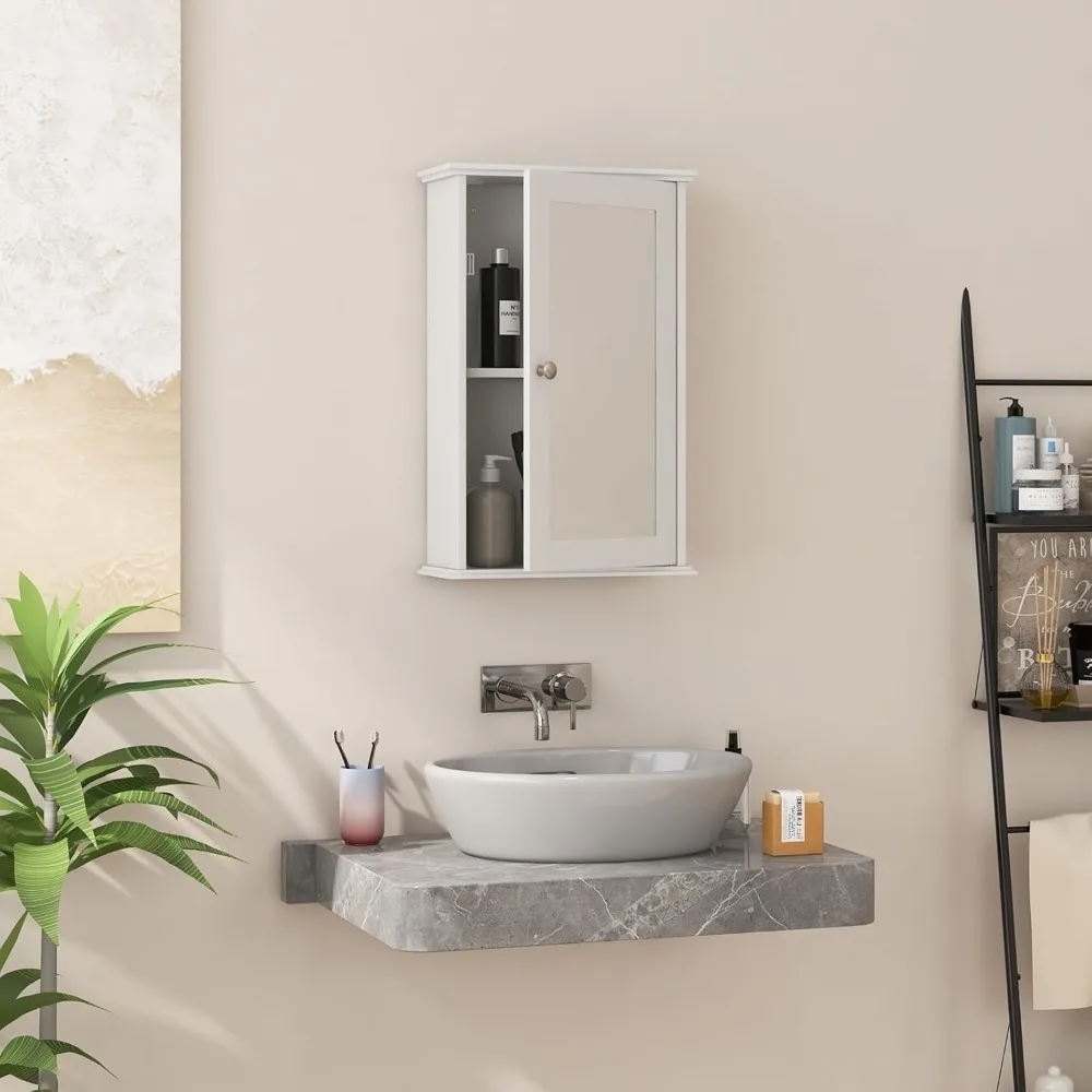Bathroom Medicine Cabinet with Mirror, Wall Mounted Storage Cabinet with Single Mirrored Door and Adjustable Shelf for Bathroom,
Bathroom Medicine Cabinet with Mirror, Wall Mounted Storage Cabinet with Single Mirrored Door and Adjustable Shelf for Bathroom,
