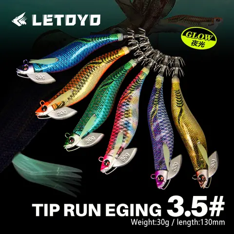 LETOYO Placcatura luminosa calamari esca punta run zavorra EGING calamari jig Esca artificiale Seppie richiamo Webfoot Polpo Esche da pesca