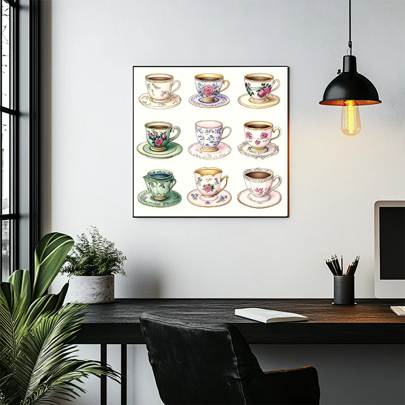 Elegant Exquisite Floral Coffee Cup Saucer Wall Art Vintage Style for Living Room Decor Hot Selling Home Art
Elegant Exquisite Floral Coffee Cup Saucer Wall Art Vintage Style for Living Room Decor Hot Selling Home Art