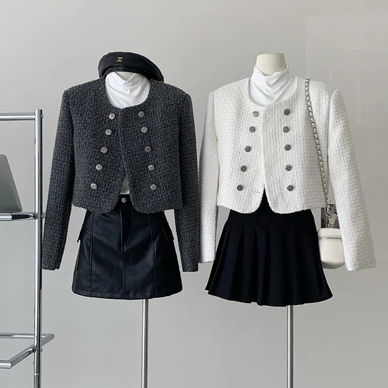 Autumn Winter Small Fragrant Tweed Jacket Coat Women Vintage Short Coats Streetwear Elegant Casual Slim Outwear Crop Top
Autumn Winter Small Fragrant Tweed Jacket Coat Women Vintage Short Coats Streetwear Elegant Casual Slim Outwear Crop Top
