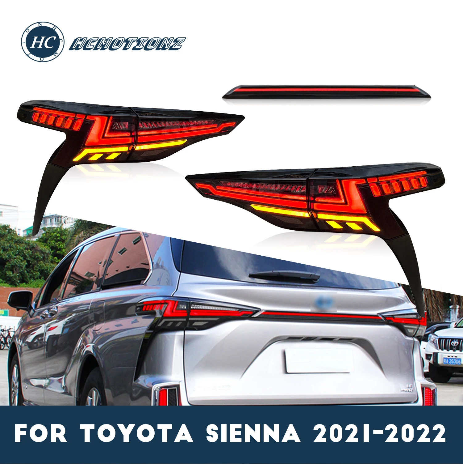 Светодиодные задние фонари HCMOTIONZ в сборе для Toyota Sienna 2021-2022, дымчатые автомобильные задние фонари подходят для граничного стайлинга, задние фонари, аксессуары
Светодиодные задние фонари HCMOTIONZ в сборе для Toyota Sienna 2021-2022, дымчатые автомобильные задние фонари подходят для граничного стайлинга, задние фонари, аксессуары
