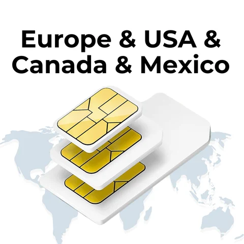 EIOTCLUB Carte SIM prépayée Europe, USA, Canada et Mexique, carte SIM IOT haute vitesse, données uniquement, carte SIM de voyage pour routeur de téléphone